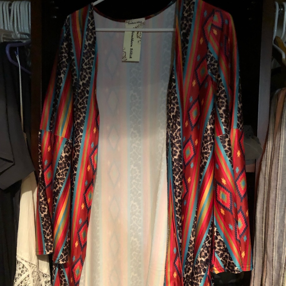 Southern stitch serape cheetah kimono